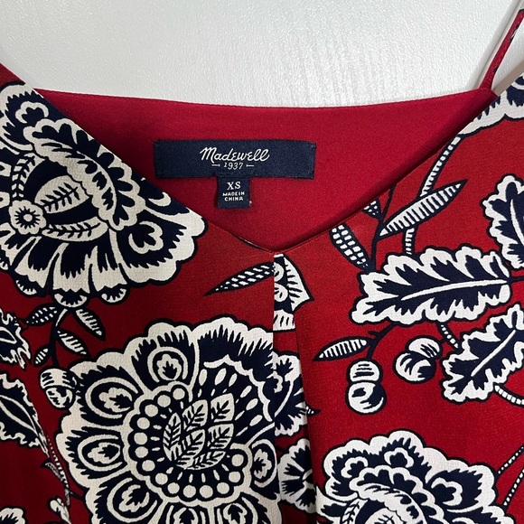 Madewell Red and White Floral High Low Dress - Picture 4 of 7